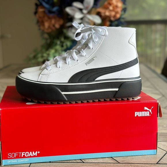 Puma Kaia Mid L White and Black High-Top Sneakers - Picture 14 of 14